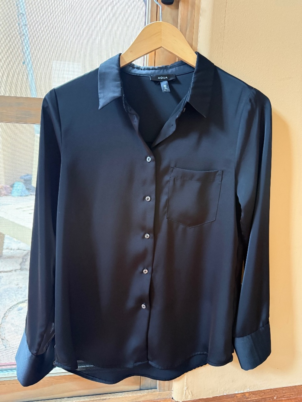 Aqua-dressy black blouse-women’s small